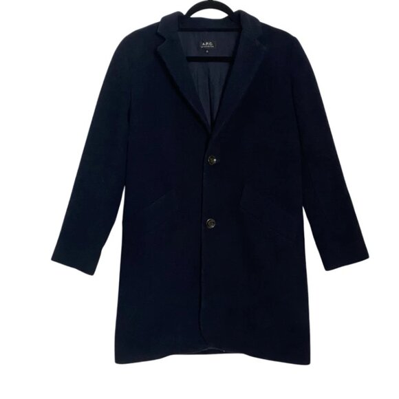 A.P.C. APC Rue Madame Paris Mens Wool Dark Navy Blue Peacoat Jacket Size XS - Picture 1 of 8
